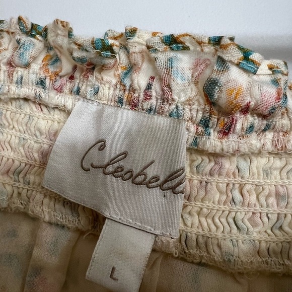 Cleobella Multicolor Floral Rhea Cropped Blouse in Carnation Size Large - Picture 2 of 6
